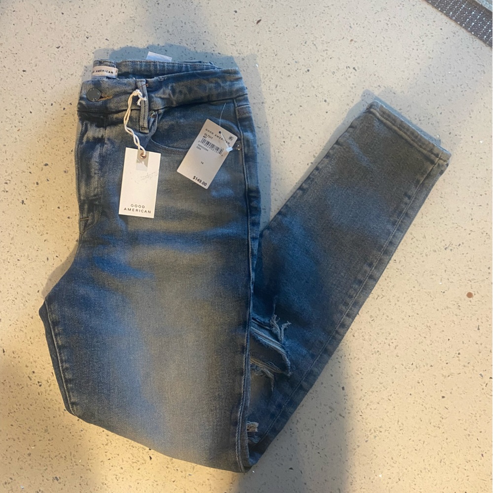 Good American Jeans with Distressed Knees Size 14